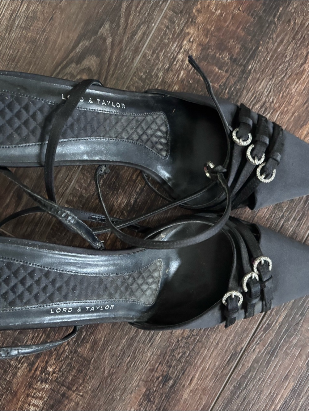 Lord & Taylor Black Pointed Toe heels with Buckle Accents